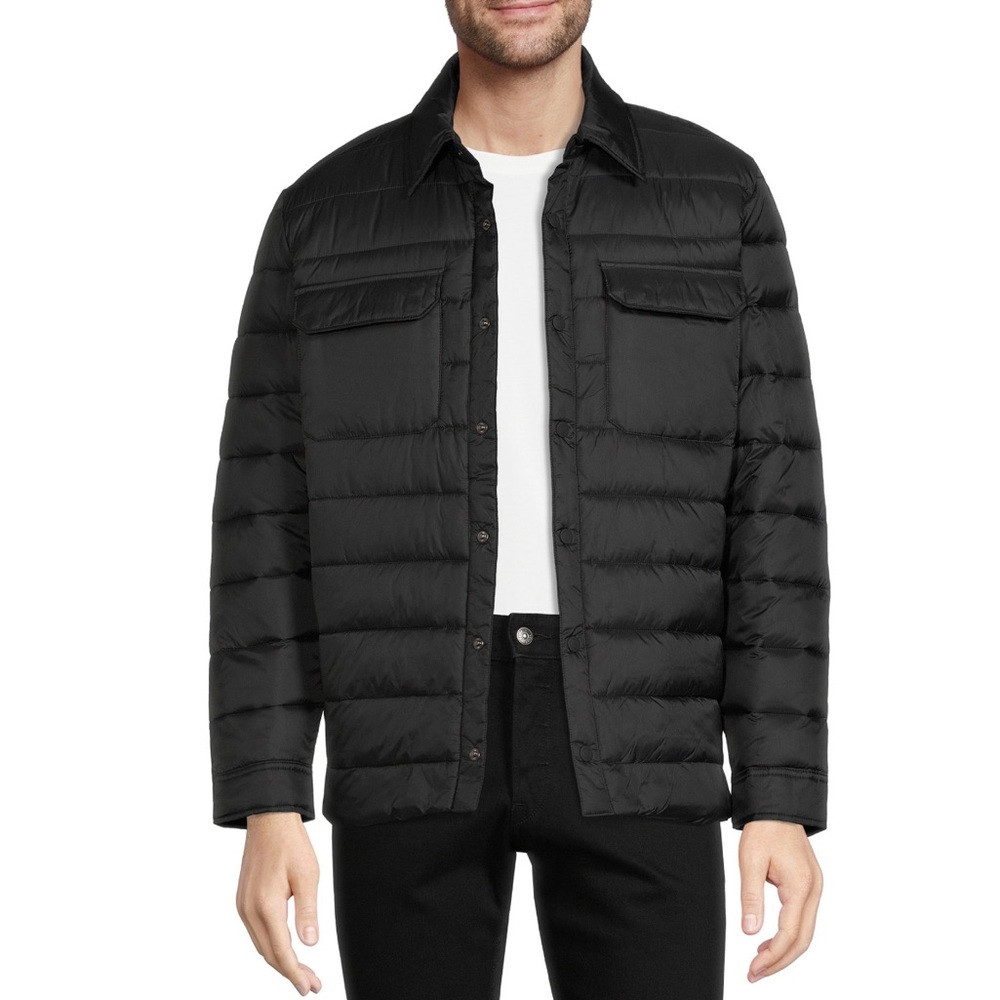 NEW GEORGE MEN’S PUFFER STYLE SHIRT JACKET SIZE MEDIUM COLOR BLACK
